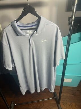 Nike Light Blue Dri-FIT Polo with Swoosh